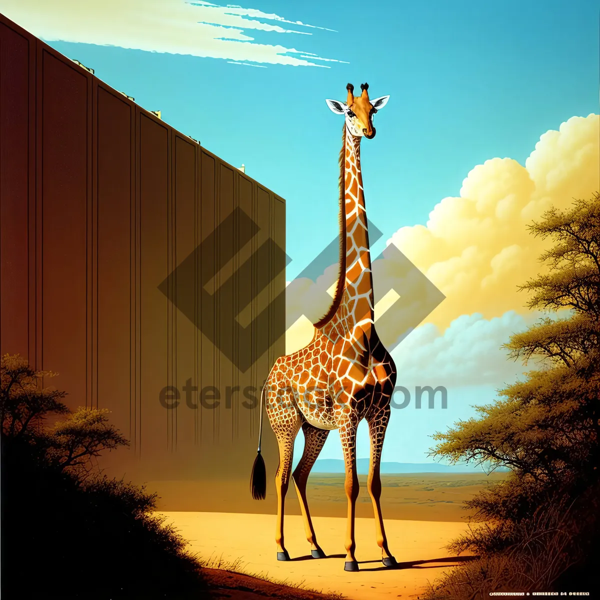 Picture of Stunning Tall Giraffe in South African Wilderness