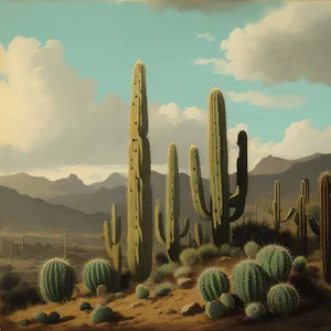 Saguaro Sunset: Majestic Desert Landscape with Cacti