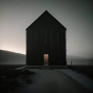 Rustic Farm Barn and Old Garage Against Sky