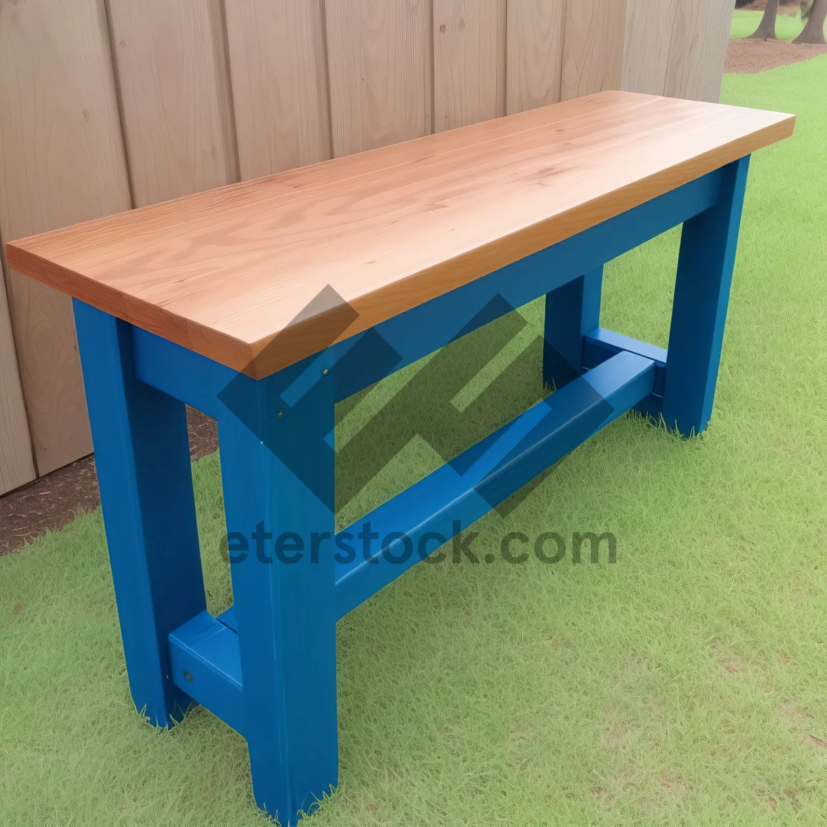 Picture of Wooden Table with Brown Step Stool