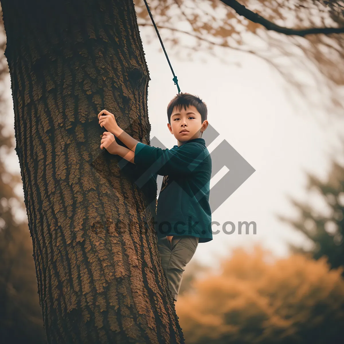 Picture of Joyful man swinging on a sunny autumn day