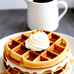 Delicious Sweet Breakfast Plate with Syrup-Coated Pastry