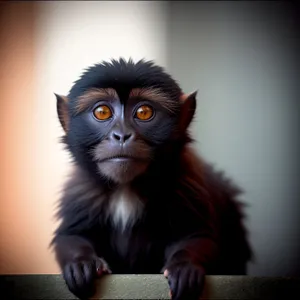 Furry Wildlife Primate with Cute Cat-Like Eyes