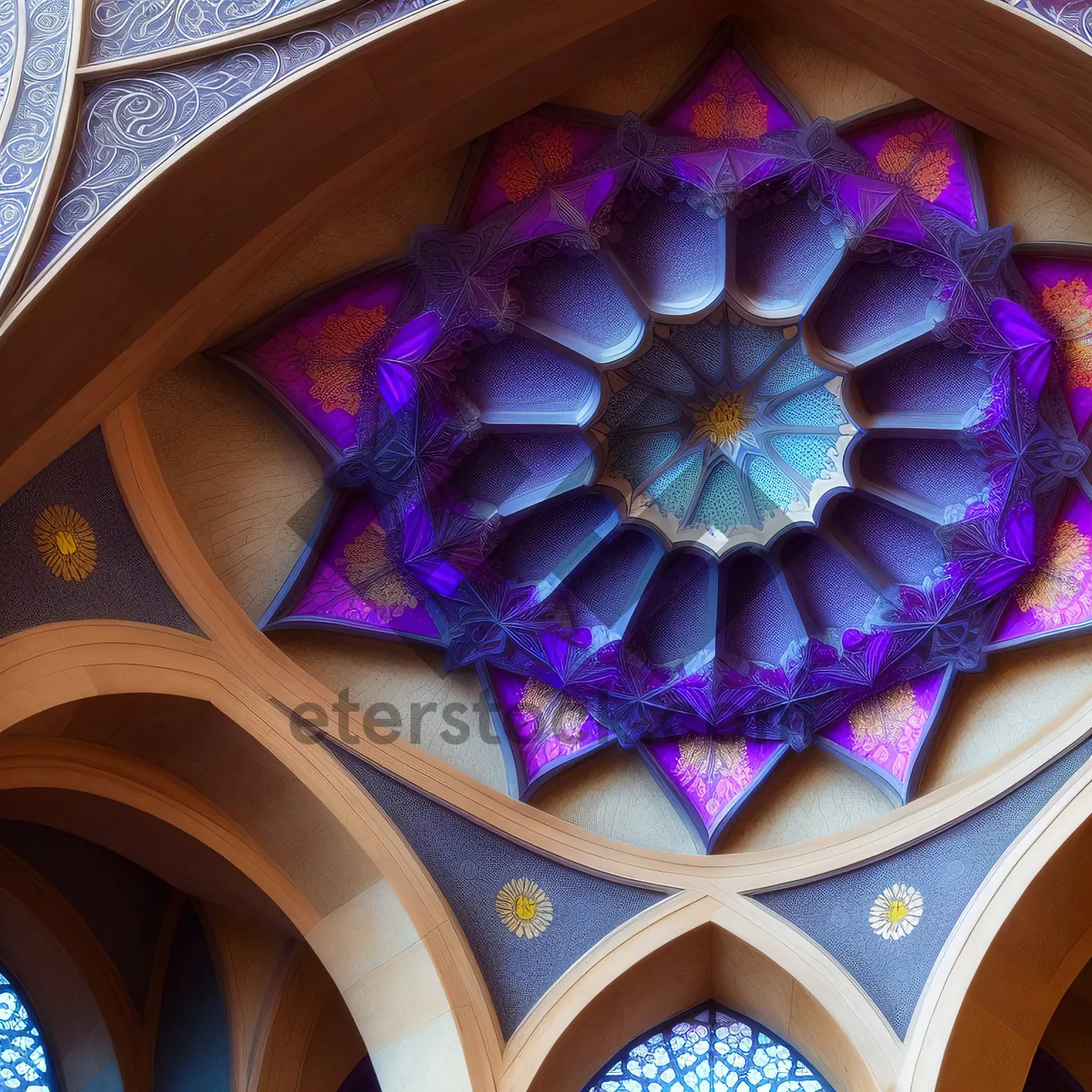 Picture of Colorful Dome Ceiling in Old Architectural Interior