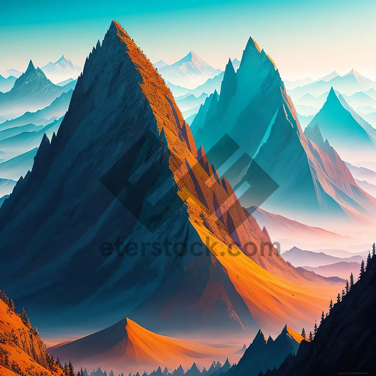Picture of Scenic Sunset Over Mountainous Canyon