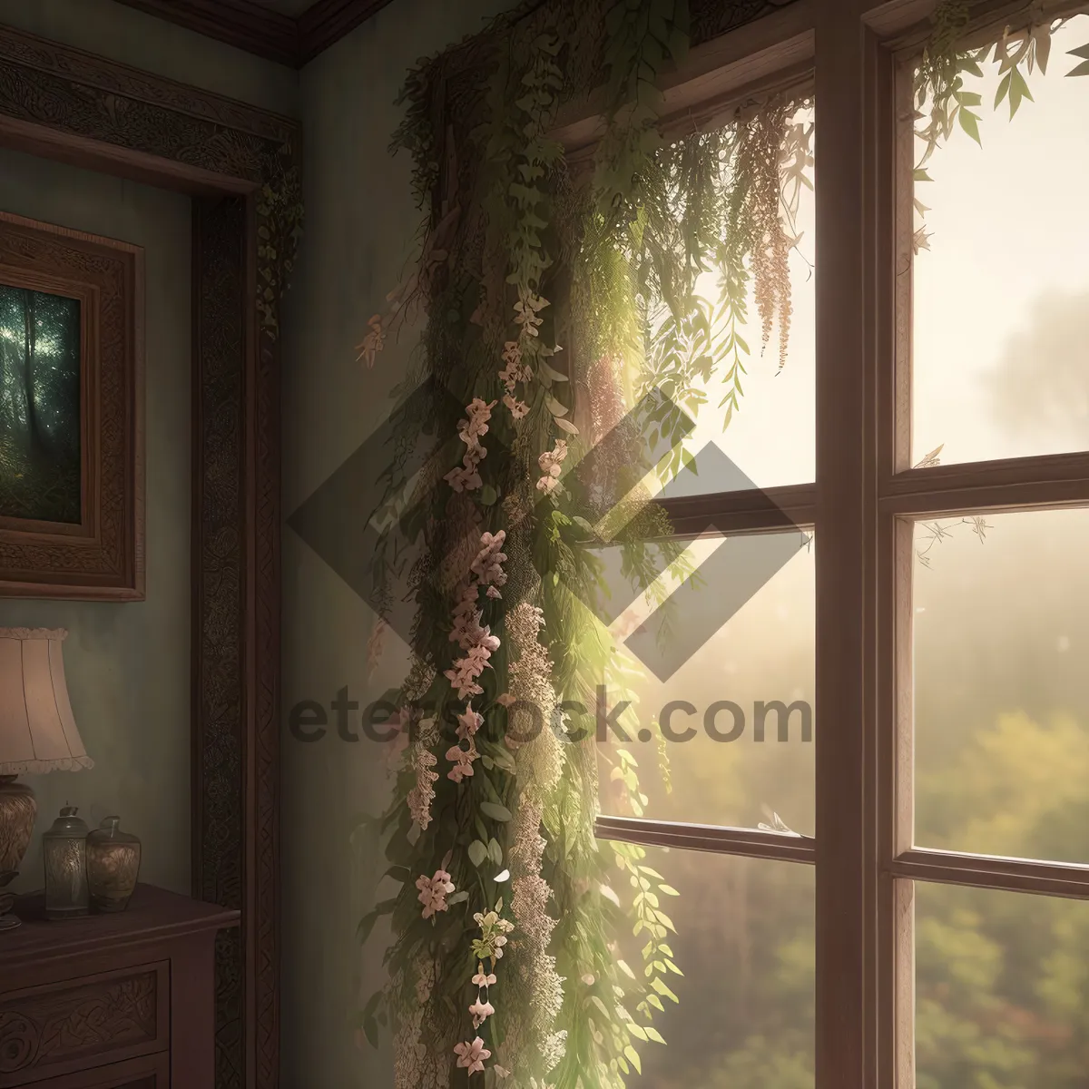 Picture of Classic window with stylish window shade in a cozy interior.