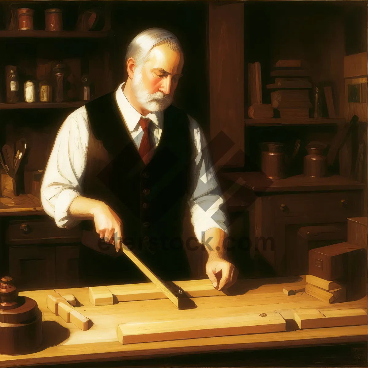 Picture of Happy male musician playing marimba on table