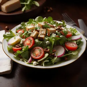 Delicious Gourmet Vegetable Salad with Fresh Cheese