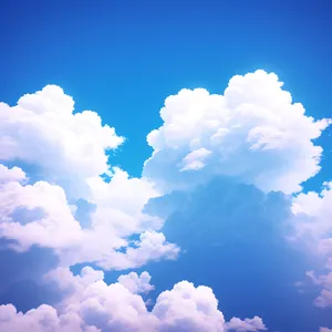 Vast Azure Sky Embracing Cumulus Clouds