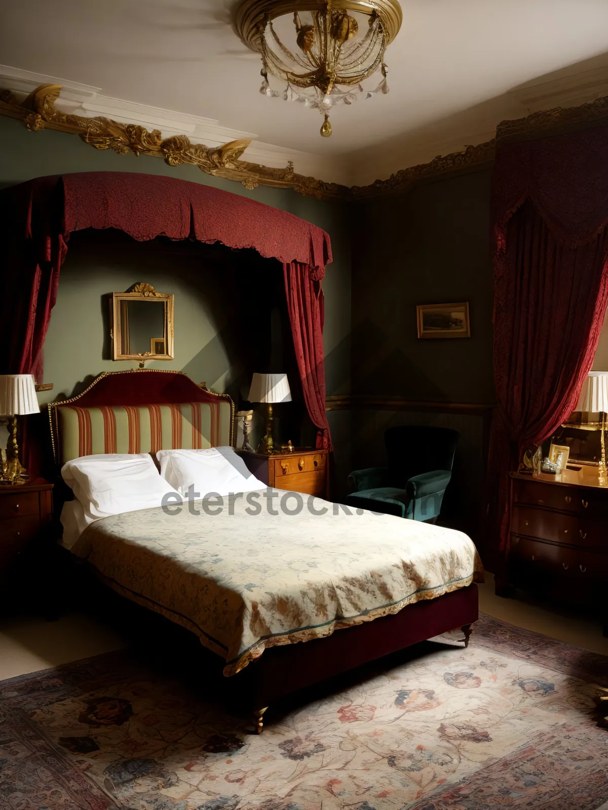 Picture of Luxurious Four-Poster Bed With Plush Pillows