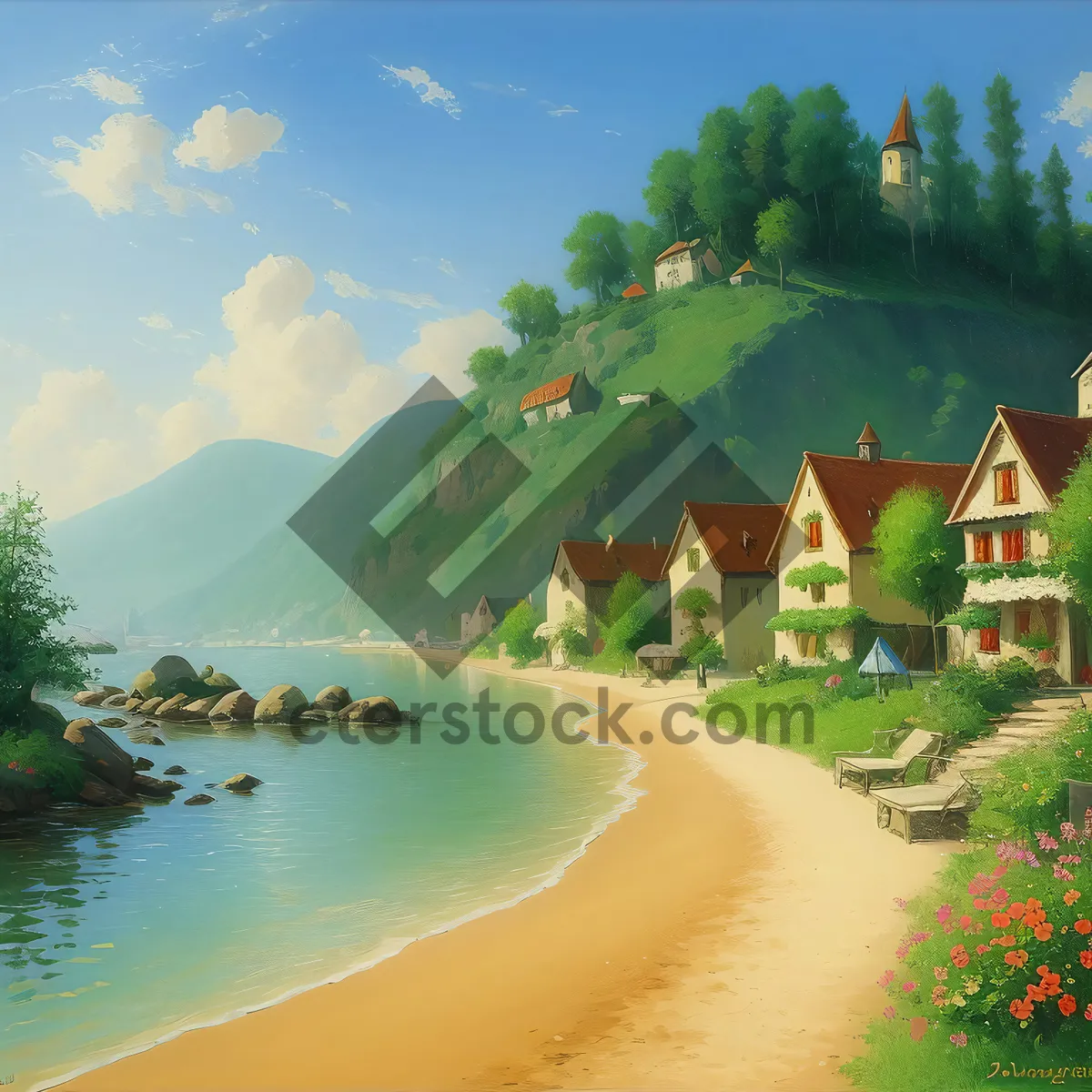 Picture of Serene Lake Reflection with Mountain Scenery