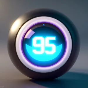 Glossy Round Web Button with Digital Clock Symbol