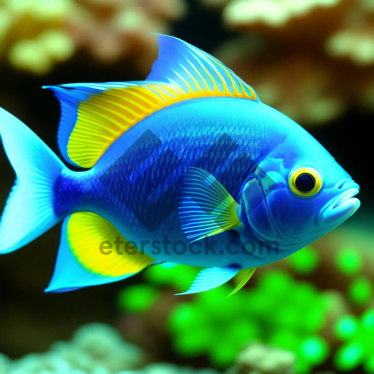 Picture of Colorful tropical fish swimming in vibrant coral reef