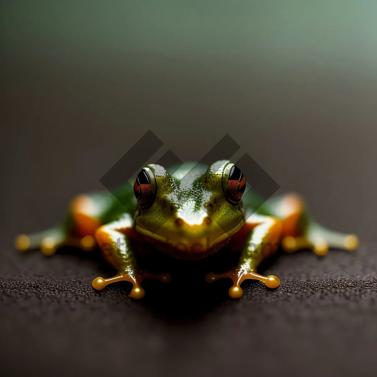 Picture of Vibrant Leaf Frog Gazing with Bulging Eyes