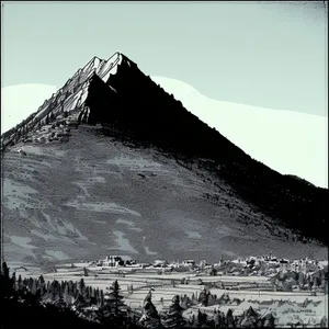 Ancient Stone Barn with Majestic Mountain Backdrop.