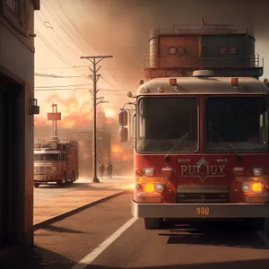 Urban Fire Engine on City Street