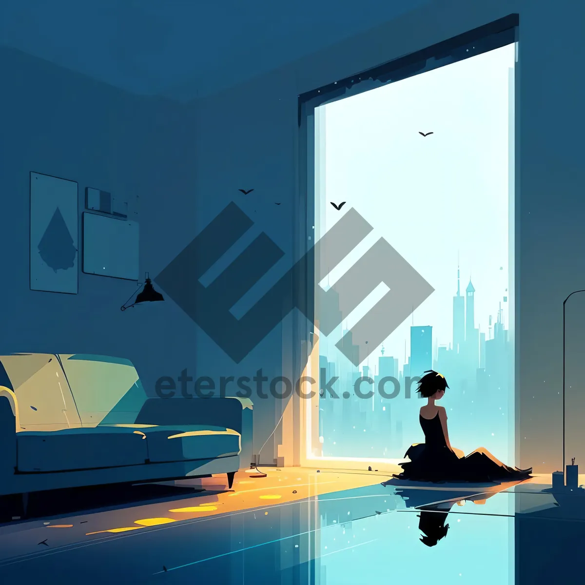 Picture of Dynamic Business Team Silhouettes in Vibrant Stadium Lights