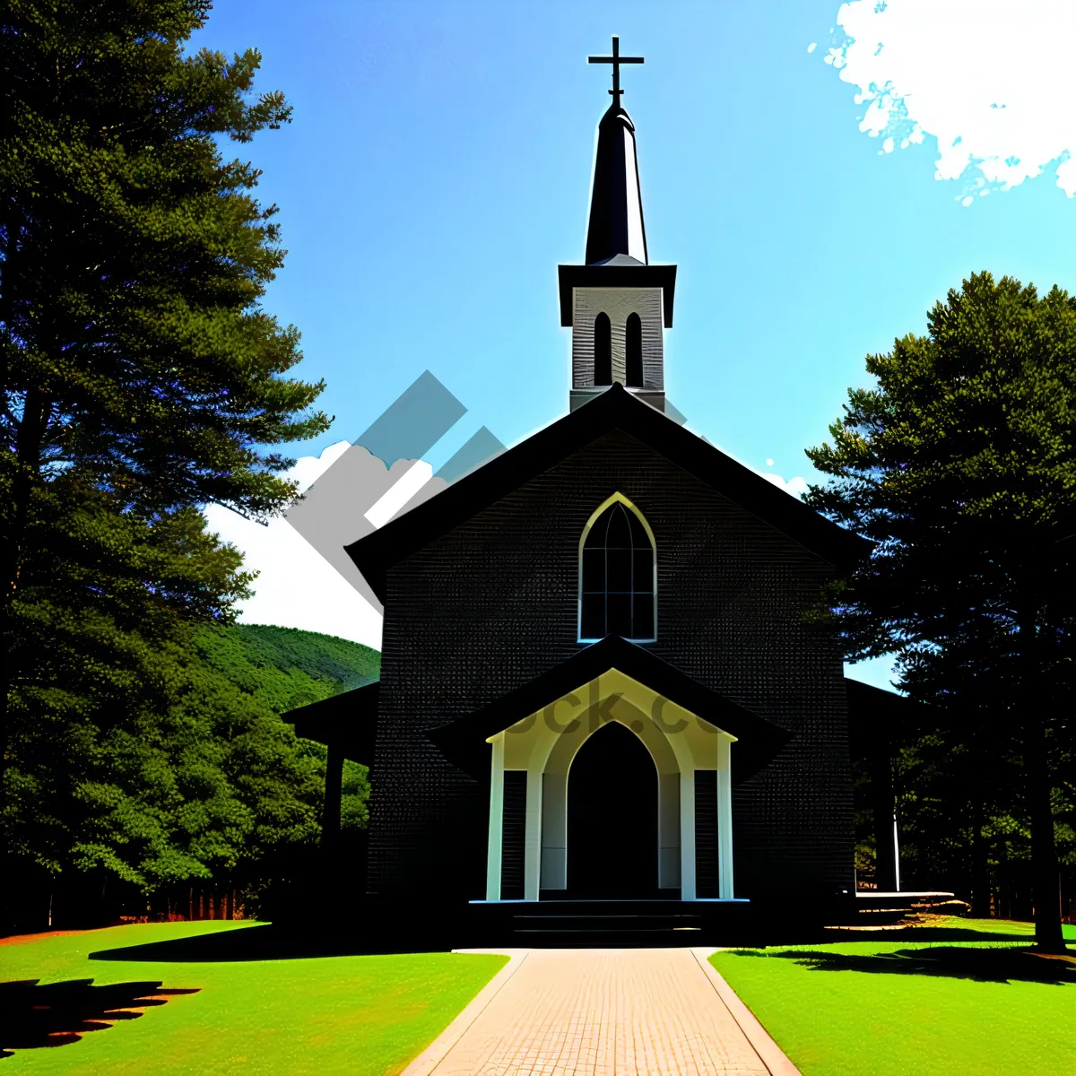 Picture of Ancient Cathedral Towering Over Historic Town