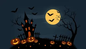 Spooky Halloween Night in Creepy Cemetery