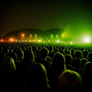 Nighttime Spectator: Illuminated Stage Silhouette