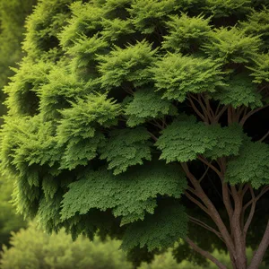 Close-Up of Lush Fir Tree in Garden