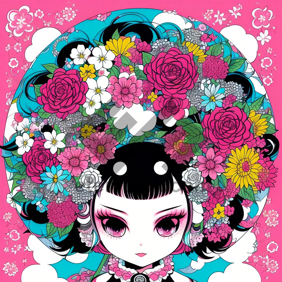 Picture of Fun Floral Amulet Design - Cartoon Charm Clip Art