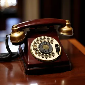 Vintage rotary phone for business office communication use.