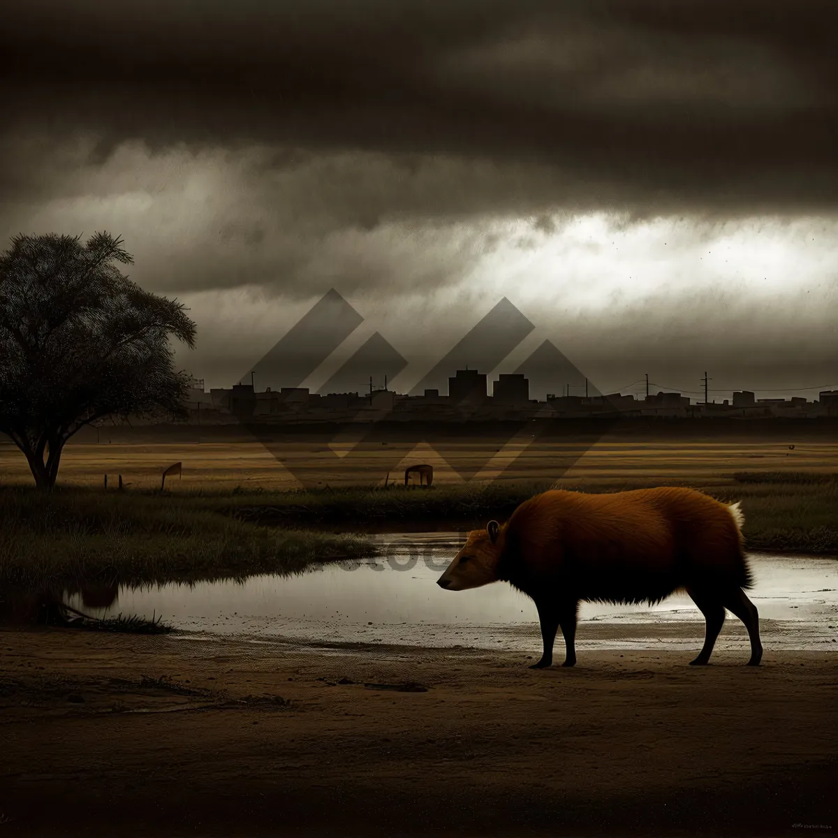 Picture of Rustic Livestock Grazing in Meadow