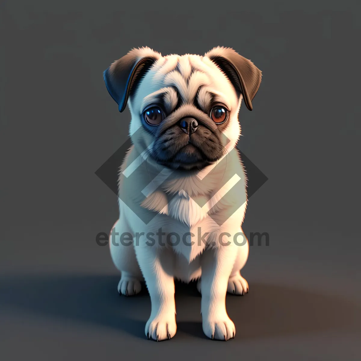 Picture of Adorable wrinkled bulldog puppy in studio portrait