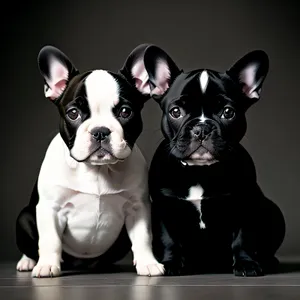 Funny Wrinkled Bulldog Puppy Studio Portrait