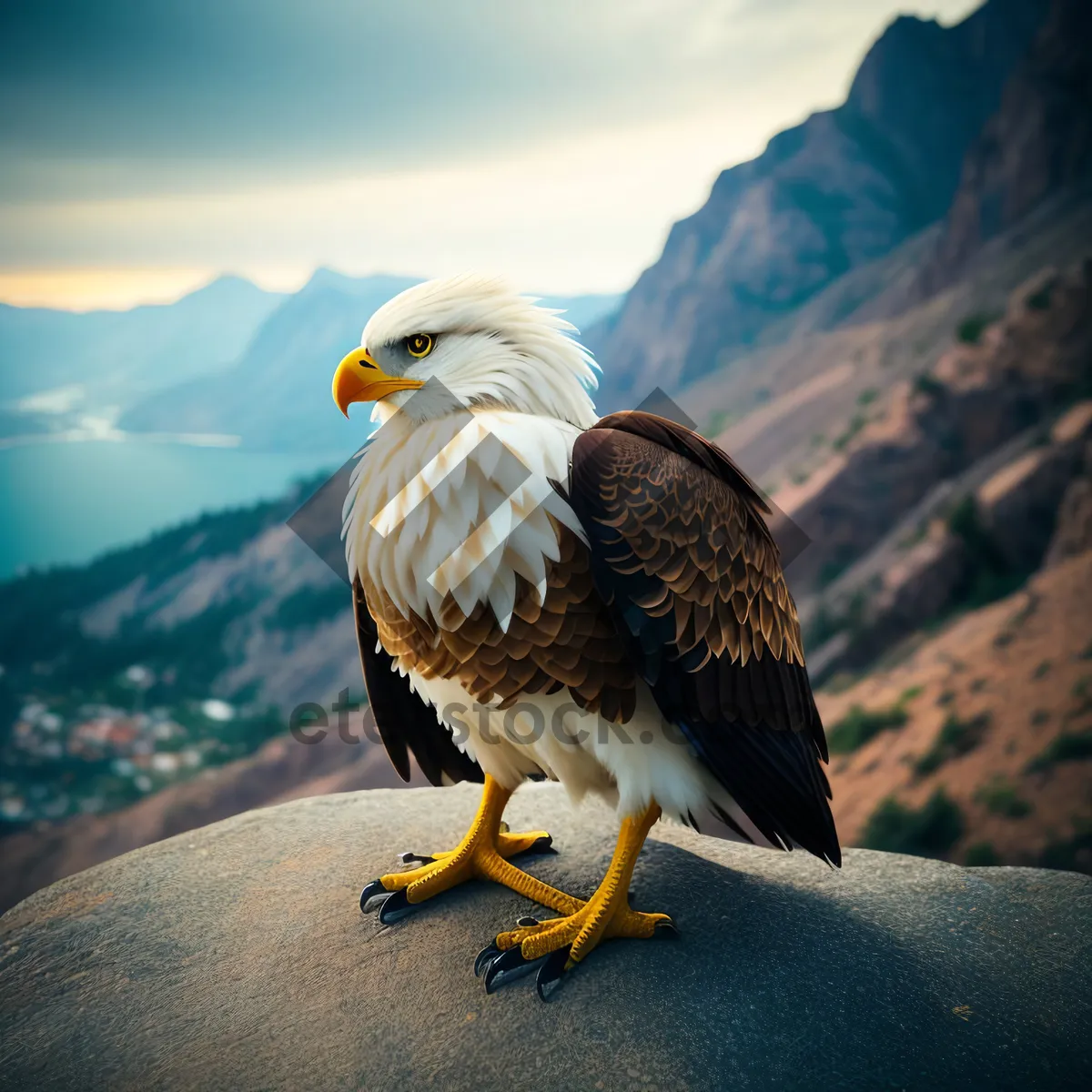 Picture of Wild Hunter: Majestic Bald Eagle Spreading its Wings