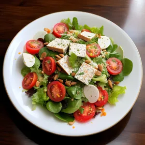 Delicious Gourmet Salad with Fresh Vegetables and Cheese