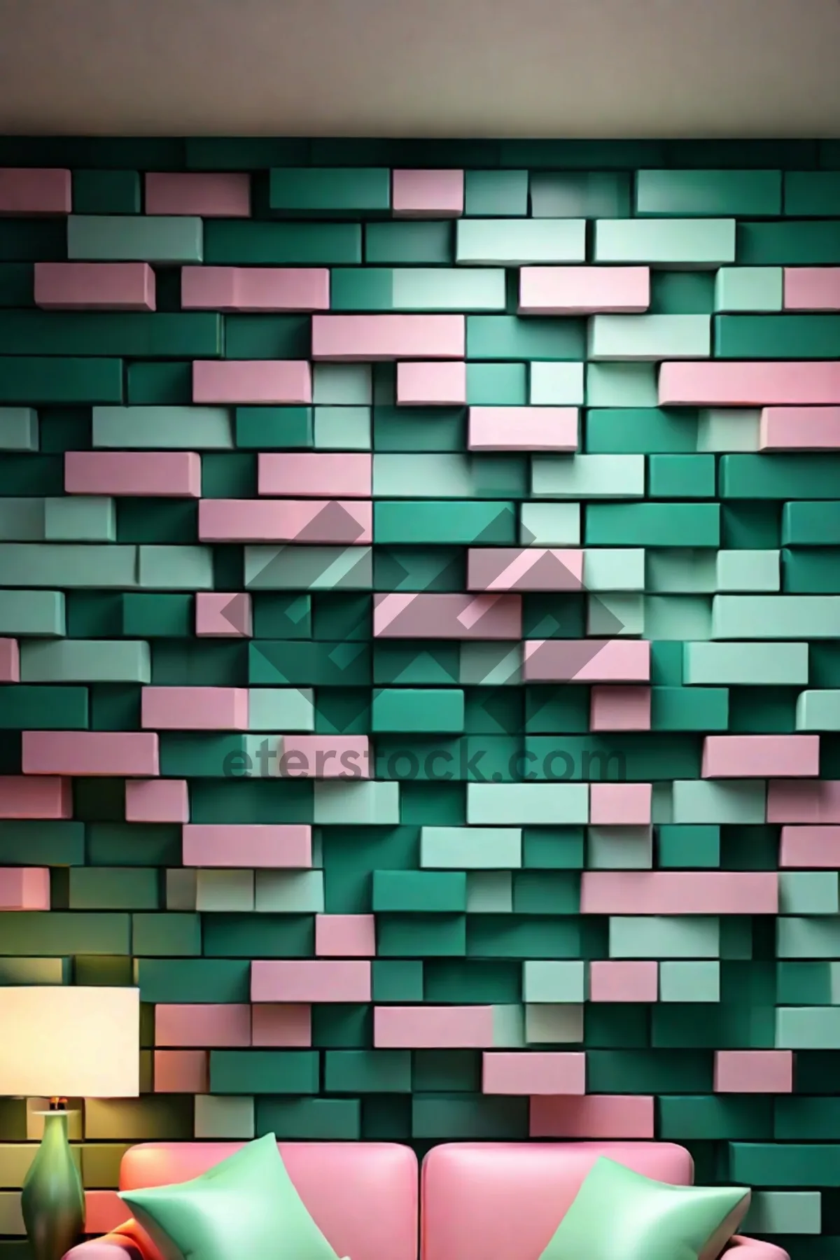 Picture of Geometric Retro Mosaic Square Tile Pattern Texture Design