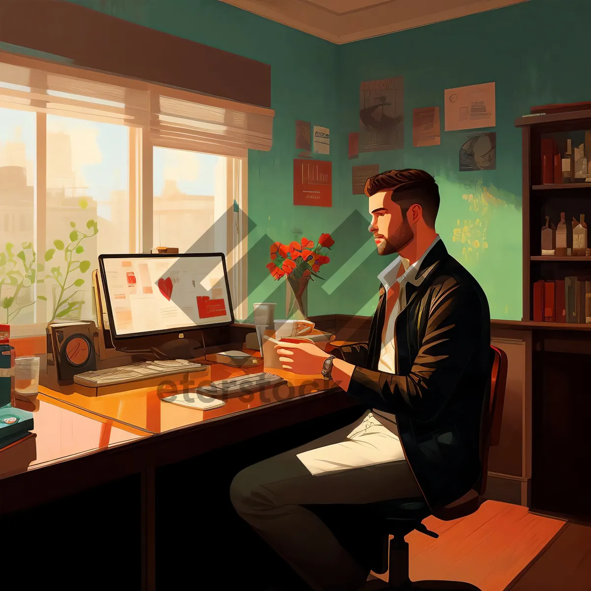 Picture of Corporate Team Meeting at Office with Laptop