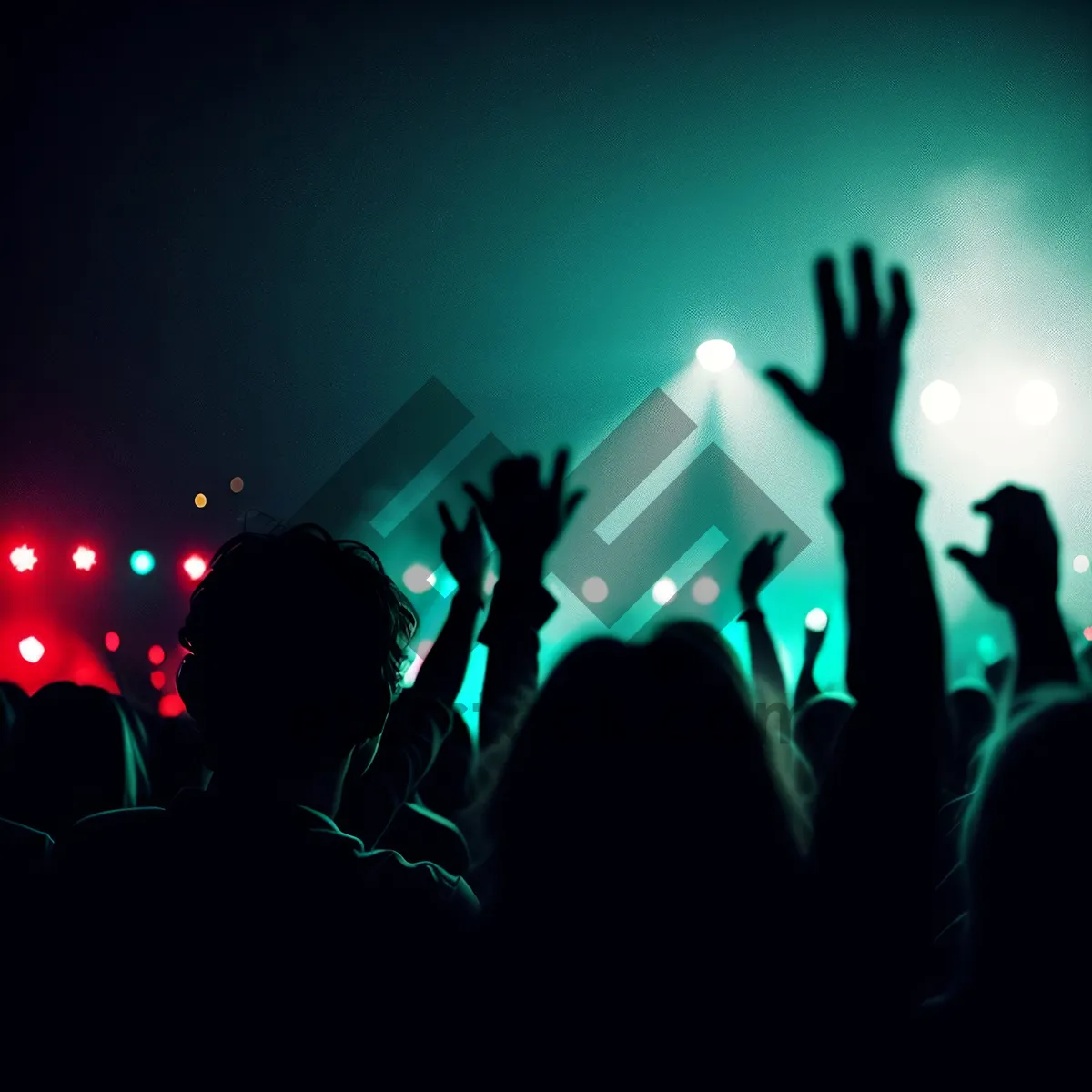 Picture of Nightclub Laser Show Silhouette with Energetic Crowd