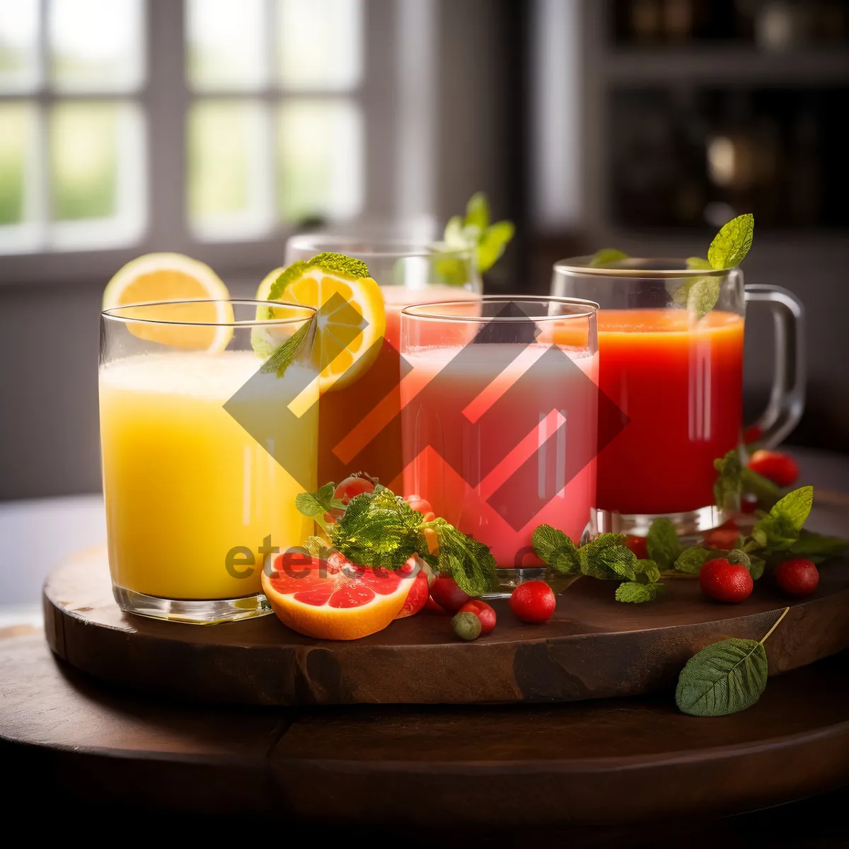 Picture of Fresh and Delicious Fruit Salad with Tea