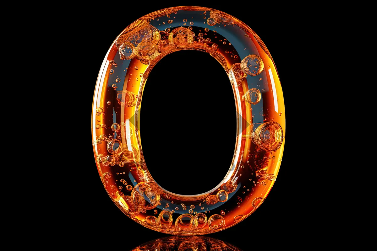 Picture of Golden gemstone letter symbol design with 3D frame.