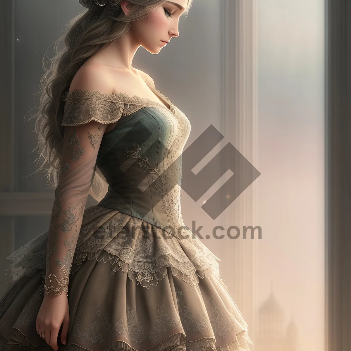 Picture of Seductive bride in elegant dinner dress