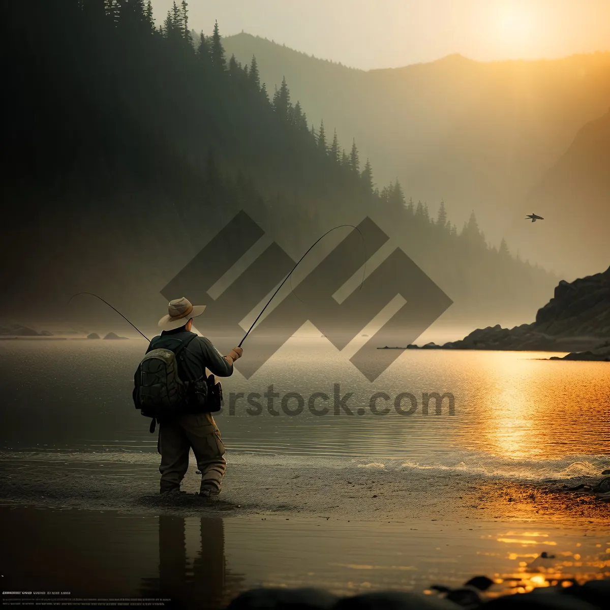 Picture of Sunset Fishing by the Sea