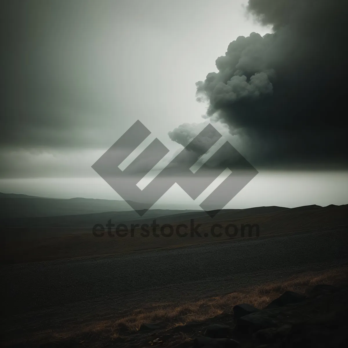 Picture of Golden Horizon: Majestic Sunset Over Mountain and Clouds