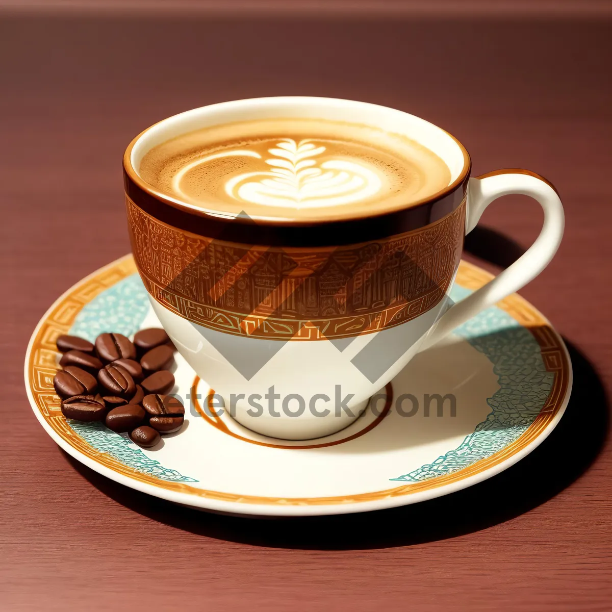 Picture of Hot coffee in black cup on breakfast table.