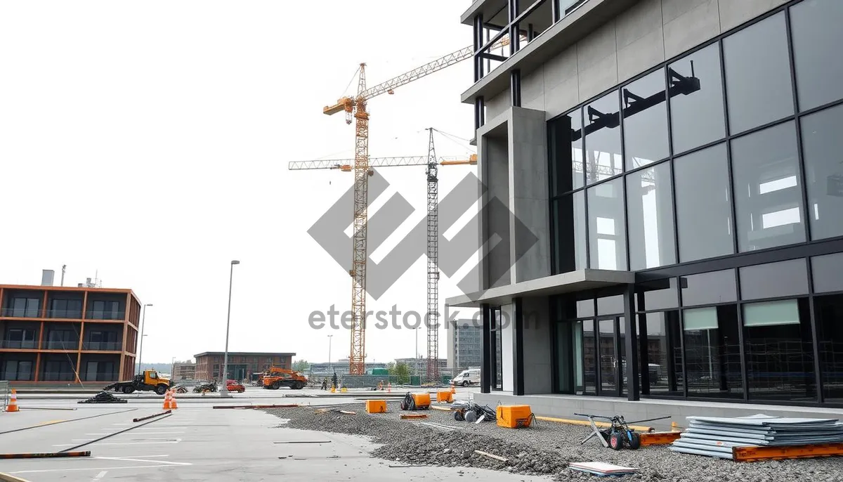 Picture of Electric Tower Crane in Urban City Skyline