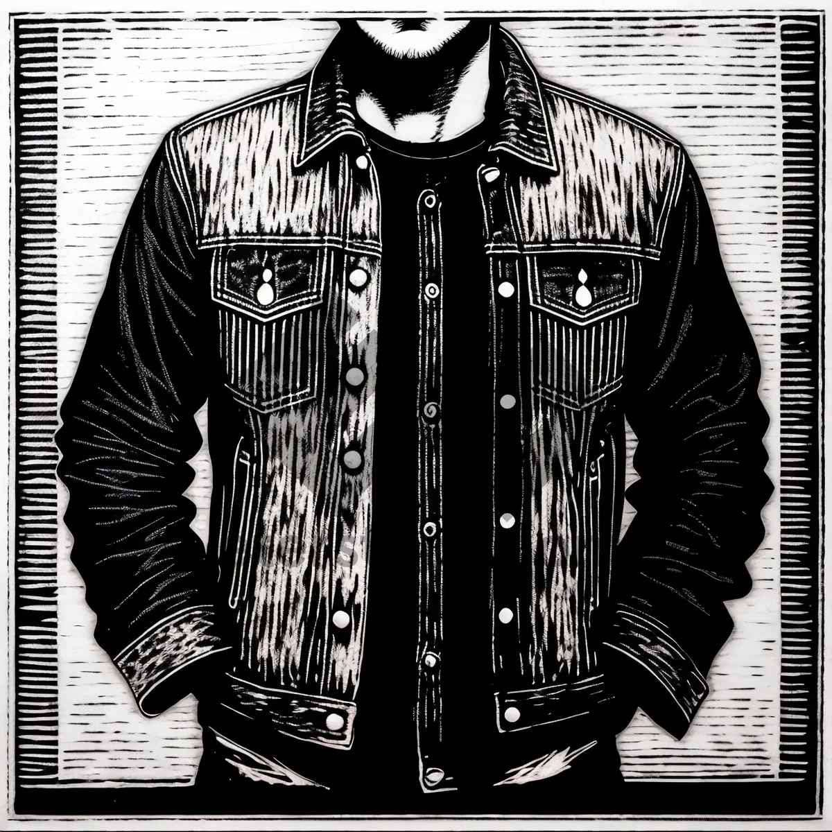 Picture of Stylish black jacket on adult male portrait.