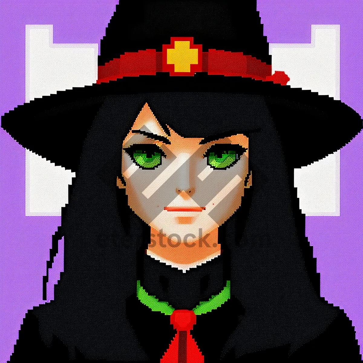 Picture of Attractive Lady in Stylish Black Hat and Cloak