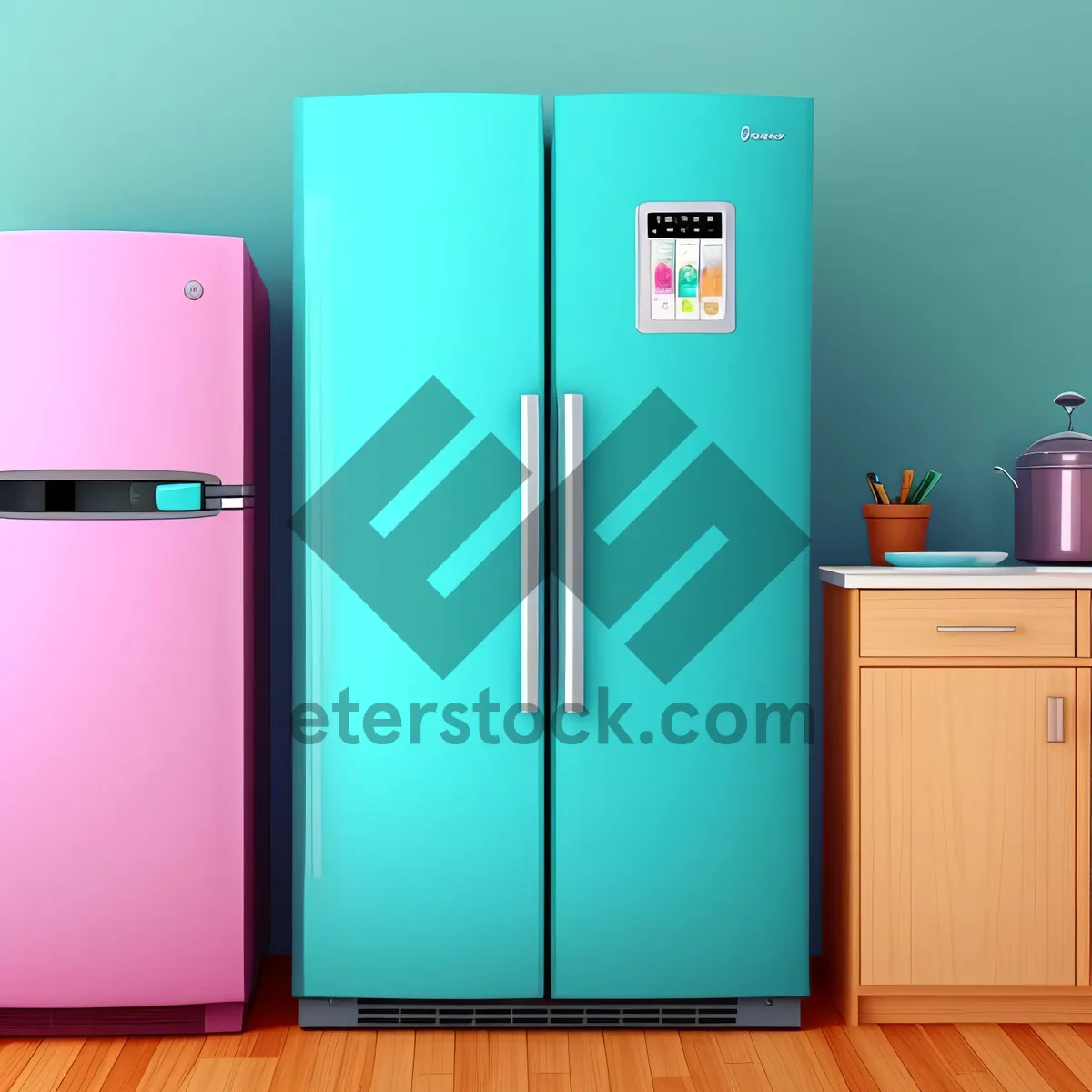 Picture of Modern White Goods: Sleek Open-Door Refrigerator Design