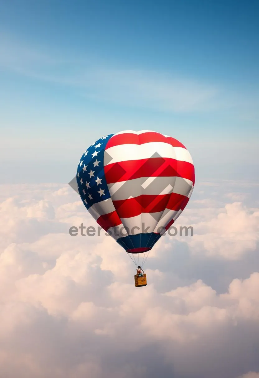 Picture of Colorful Hot Air Balloon Floating in the Sky