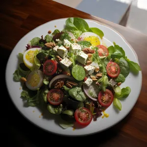 Gourmet Vegetable Salad with Cheese and Tomato.
