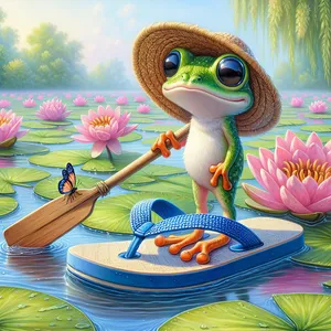 Frog Rowing a Flip-flop