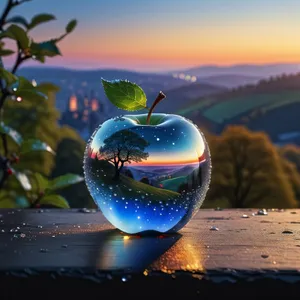 Glass Globe in Space with Earth Map Texture