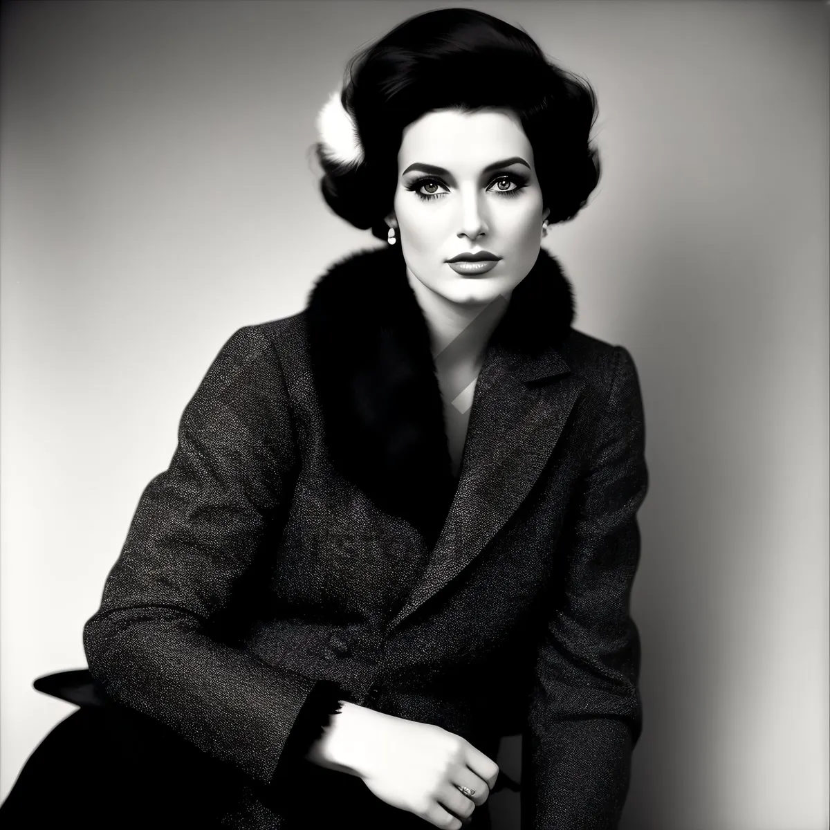 Picture of Portrait of Confident Businesswoman in Black Suit Smiling